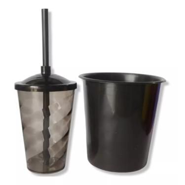 Imagem de Kit 20 Cinema Balde Pipoca 1litro + Copo Twister 400ml com Tampa e Canudo (PRETO)