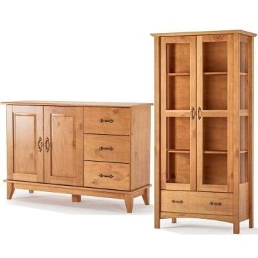 Imagem de Buffet Aparador 2 Portas 3 Gav. 120 Cm E Cristaleira 2 Portas Bella Ca