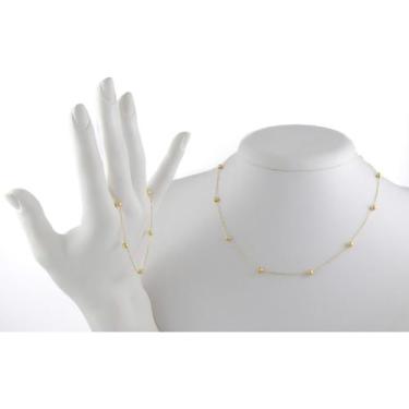 Imagem de Conjunto Bolinhas 4.0mm Colar 45 Cm Pulseira 18 Cm Ouro 18k - JOIE JOI