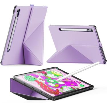 Imagem de INFILAND Capa para Samsung Galaxy Tab S10 Lite/Tab S10 FE/S9 FE 5G 10,9 polegadas/Tab S9 11 polegadas, capa protetora fina com suporte magnético de origami multiângulo, despertar/hibernar automático