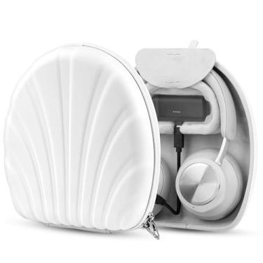 Imagem de Geekria Capa para fones de ouvido com carregamento PRO compatível com Sennheiser PXC 550-II, B&O Beoplay H9/HX, capa rígida, durável, bolsa de transporte de viagem com proteção multicamadas (branca
