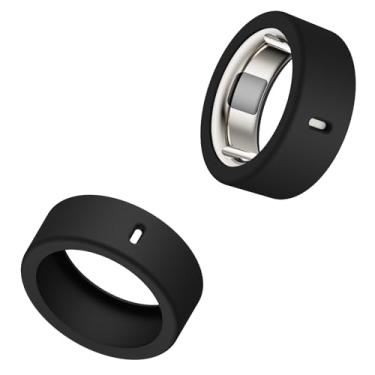 Imagem de Capa compatível com Oura Ring 4/Gen 3 Horizon/Gen 3 Heritage, carregamento direto, capa de dedo anel elástico antiarranhões woking out academia para mulheres e homens - preto + preto - tamanho 4