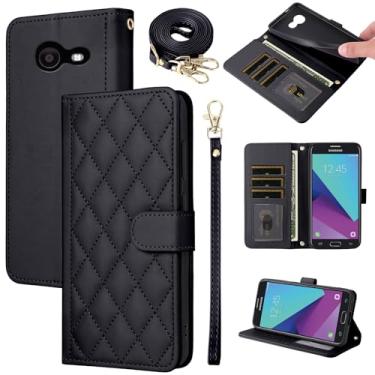 Imagem de Furiet Capa carteira para Samsung Galaxy J7 Prime 2017 J 7 Skypro Sky Pro J7V V S727VL com alça de pulso, alça de ombro e compartimentos para cartões, bolsa fólio, capa de telefone com suporte de