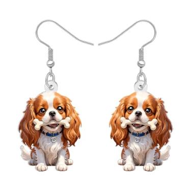 Imagem de DALANE Brincos de acrílico fofo Cavalier King Charles Spaniel com pingente de pingente, anime, filhote, animais de estimação, joias presentes para mulheres, mães, amantes de cães, Medium, Acrílico