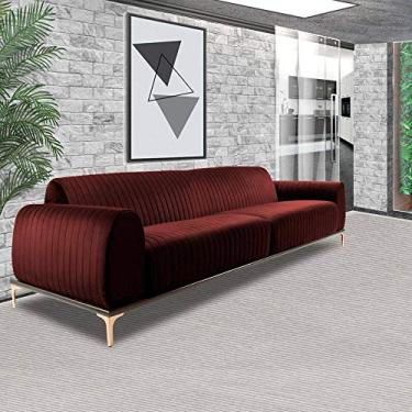 Imagem de Sofá 3 Lugares Sala de Estar Base de Madeira Euro 210 cm Veludo Vinho - Gran Belo