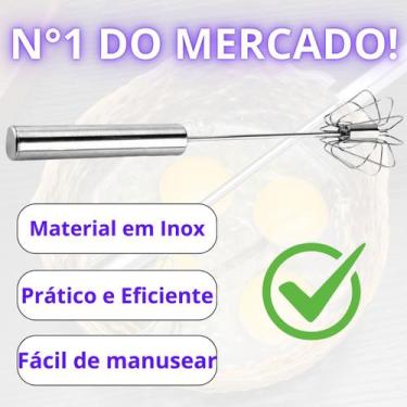 Imagem de Batedor De Claras Ovos Misturador Mixer Manual Aço Inox - Genérica