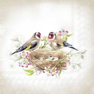 Imagem de Guardanapo para Decoupage Ihr 33x33 Pássaros no Ninho C/ 2 Unidades - 
