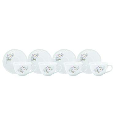 Imagem de Serviço de Jantar e Chá 20 peças em Porcelana. Modelo Redondo com Relevo Pomerode. Decoração Eterna. Fabricado pela Schmidt.