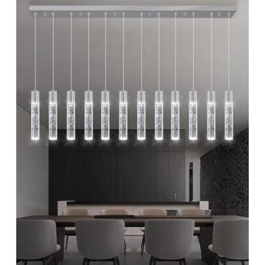 Imagem de dolria Lustres de cristal modernos de 12 luzes LED para cozinha, ilha, sala de jantar, hall de entrada, sala de estar, prata