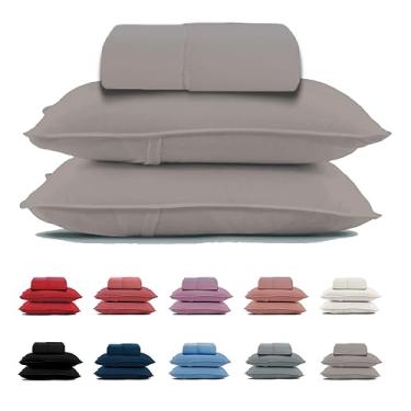 Imagem de Jogo de Lençol Casal 3 Peças Malha 100% Algodão Com Elástico Cor:Bege