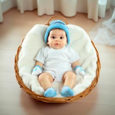 Imagem de Kit 3 peças Luva + Touca + Meia para Bebê Recém Nascido Fofurinha Menino Menina 0 a 3 meses (Leão)