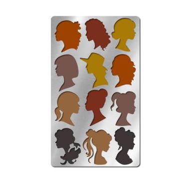 Imagem de UNICRAFTALE Estêncil de metal para artesanato queima de madeira lateral rosto silhueta estêncil de aço inoxidável reutilizável silhuetas de rosto feminino modelo de estêncil de pulverização para
