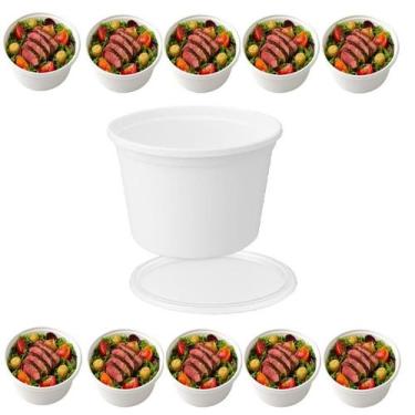 Imagem de Kit 10 Pote 500 Ml Redondo Bpa Free Marmita Microondas - Brasilpack