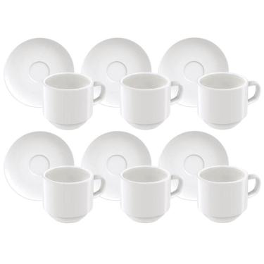 Imagem de Conjunto Xícaras de Café com Pires em Porcelana 100ml Tramontina 12 Peças