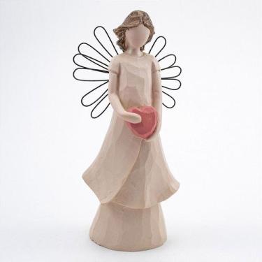 Imagem de Imagem Anjo Asa Arame com Coração Resina 15 cm - Amém Decoração Religi
