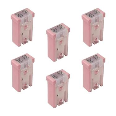 Imagem de Zikefest 6 peças de fusível de 30 amp, fusíveis de micro cartucho de carro de 32 V, kit de fusíveis de cartucho quadrado automotivo de perfil baixo, substituição para carros, caminhões e SUVs (rosa)