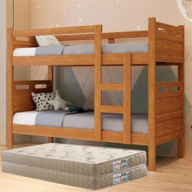 Imagem de Beliche Solteiro Robusta Multifuncional Vira Duas Camas Com Colchão D3