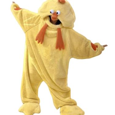 Imagem de Gujuja Little Yellow Chicken Onesie Unissex Adulto Onesie Pijama Flanela Cosplay Animal Inverno Saco de Dormir Roupa de Dormir Roupa de Casa