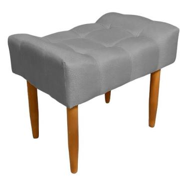 Imagem de Puff Banqueta Requinte Capitone Estofado Pés Palito -  Cinza - A&M
