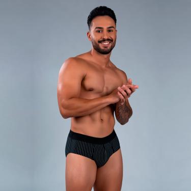 Imagem de Kit 3 Cuecas Slip Microfibra Risca de Giz