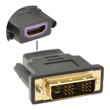 Imagem de ADAPTADOR HDMI FÊMEA BANHADO A OURO 24K X DVI-D MACHO 18+1 PINOS = FULL HD 2K 4K 1080P 1080I