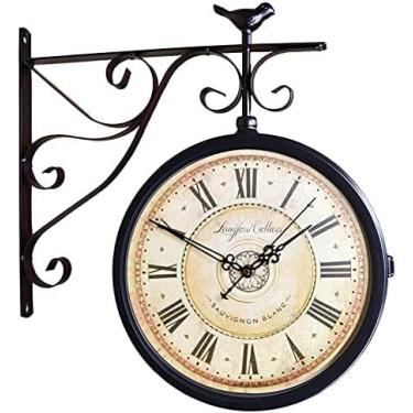 Imagem de Relógios De Parede Retrô Relógio Suspenso De Dupla Face Estilo Antigo Europeu Relógio De Parede De Dupla Face Relógios Clássicos Criativos Relógio Mudo De Ferro De Metal Suport, 2