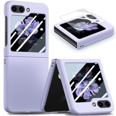 Imagem de Capa para Samsung Z Flip 5 com vidro temperado completo de 360 graus ultrafino para PC para Samsung Galaxy Z Fold 3 4 5 Flip 5 5G, roxo claro, para Samsung Z Fold 5