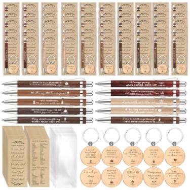 Imagem de Lincia 50 conjuntos de canetas de bambu para presente cristão, versículo bíblico, marcadores bíblicos, chaveiros, igreja, presentes religiosos, para professores de escola dominical, mulheres, homens