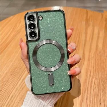 Imagem de Capa de telefone com brilho magnético chapeado para Samsung Galaxy S24 S23 S21 FE S22 Plus Ultra Soft TPU capa traseira, verde escuro, para Samsung S24Ultra