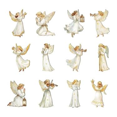 Imagem de KiBcsLic 12 peças de enfeites de anjo de madeira para árvore de Natal, decoração rústica de Natal para festas internas de inverno