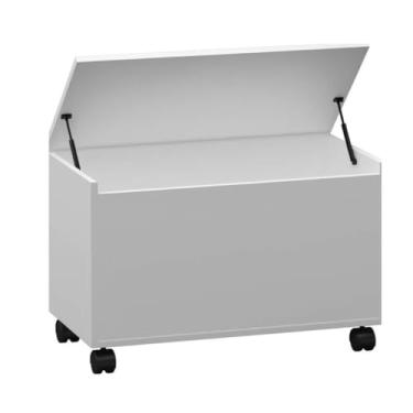 Imagem de Baú Multiuso com Rodízios em Branco – Organização Moderna e Funcional para Quarto, Sala ou Escritório