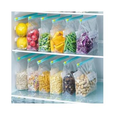 Imagem de Saco Hermético 10 Unidades Tamanho Médio - Saco Para Congelar Armazenar e Organizar Alimentos | 26x32 cm
