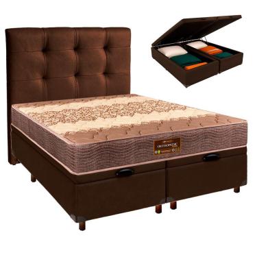 Imagem de Cama + Bau Blindado E Colchão D26 Queen - Ortophedic Sankonfort + Cabeceira