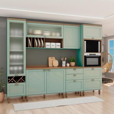 Imagem de Armário De Cozinha Completa Genialflex Iluminata Liz Verde Mint