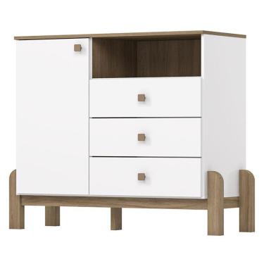 Imagem de Cômoda Infantil Ternura 3 Gavetas Mdf com Puxadores Plástico Branco Jequitibá Hp