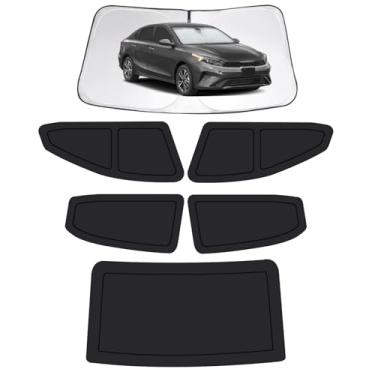 Imagem de Persianas de janela de carro para Kia Forte 2019-2024, capas de janela de carro completas para privacidade, para-sol para janelas laterais do para-brisa dianteiro traseiro forte para bloquear UV e
