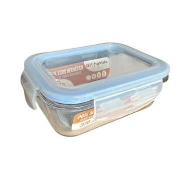 Imagem de Pote de Vidro Hermético Retangular, Euro, Azul, 370 ml