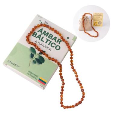 Imagem de Colar De Âmbar Báltico Polido Original Com Certificado Importado 46cm 