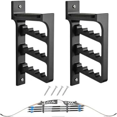 Imagem de FENJANER Suporte de flecha de parede para tiro com arco - Suporte de arco para arco recurvo tradicional arco longo, suportes multifuncionais de tiro com arco para parede em casa