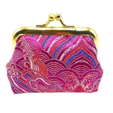 Imagem de Bolsa feminina Kiss Lock - Organizador compacto para viagens, casa e uso diário, Vermelho rosa, Tendência