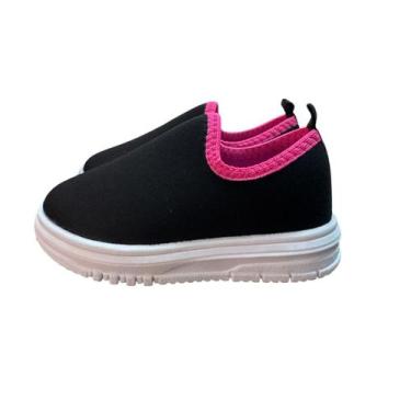 Imagem de Tênis Menina Slip On Forro Rosa Casual Sola Branca Infantil Caixa Conf