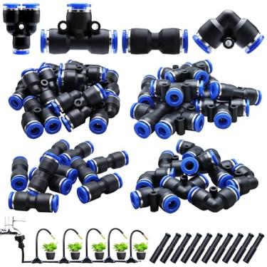 Imagem de CESFONJER Conjunto de conectores Qonnect rápido de tubulação de água, acoplamentos de conexão rápida de 6 mm ID push, conectores de mangueira de jardim para irrigação sistema de terraço de gramado de