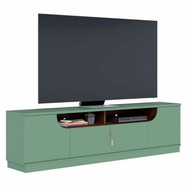 Imagem de Rack Bancada Para TV 75 Polegadas 200cm Brescia Hortelã Amêndoa C05 - Mpozenato