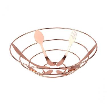 Imagem de Fruteira Mesa Aramada Metalizada Inoxidável Rose Gold 28cm