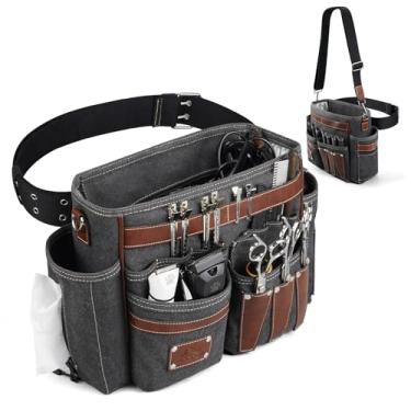 Imagem de ARCFOX Bolsa de barbeiro de 10,2 L, bolsa de viagem para cabeleireiro com isolamento térmico com cinto ajustável e alça de ombro, lona de 473 ml e capa de tesoura de EVA para barbeadores e cuidados