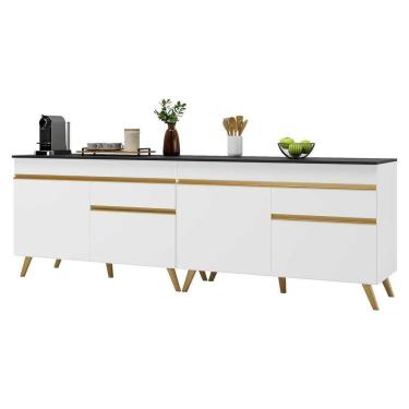 Imagem de Kit Armário De Cozinha Gabinete Pia 120cm Veneza Multimóveis Mp2159 Branco/dourado Branco/dourado