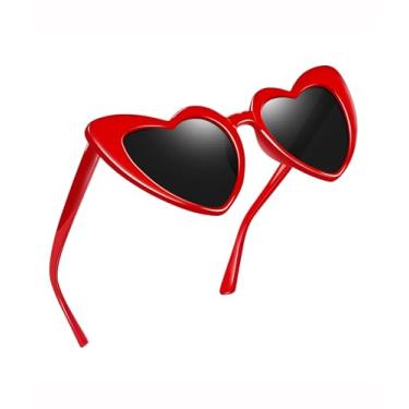 Imagem de Óculos de sol coração feminino masculino vintage amor olho de gato óculos de sol bonitos Sunnies retrô lembrancinha de festa SY6002, A01-Armação vermelha | Lente preta, Normal