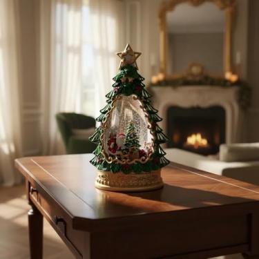 Imagem de Luminária Enfeite Natalino Musical Decorativa de Natal de Luxo em Forma de Árvore – Globo de Neve com Papai Noel e Iluminação LED Decoração Natalina (PAPAI NOEL MENINO)