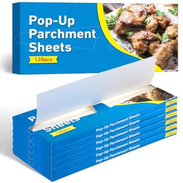 Imagem de LemonRoad Pacote com 6 120 folhas de papel pergaminho pop-up 27 x 35 cm, pré-cortadas, papel de pergaminho antiaderente, à prova de graxa, para assar, cozinhar, grelhar, fritar e cozinhar a vapor