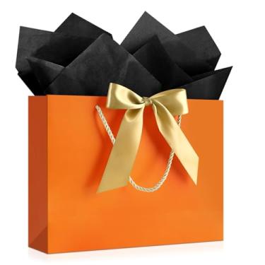 Imagem de YoungTree Saco de presente com papel de seda e 1 fita de cartão comemorativo, saco de presente de papel portátil com alças, sacos de presente de aniversário, sacolas de presente para suprimentos de